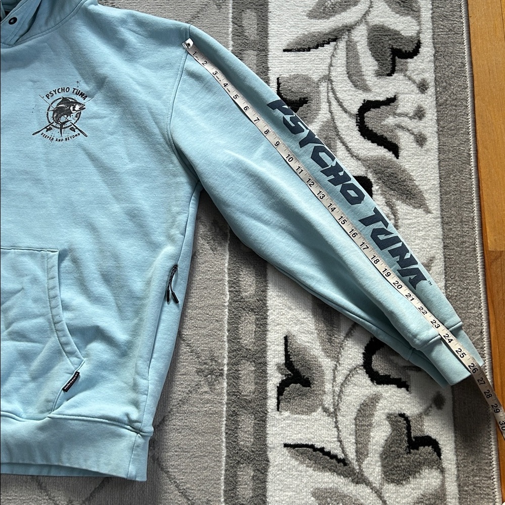 Light Blue Crewneck Hoodie with Small Chest Logo - Picture 8 of 10
